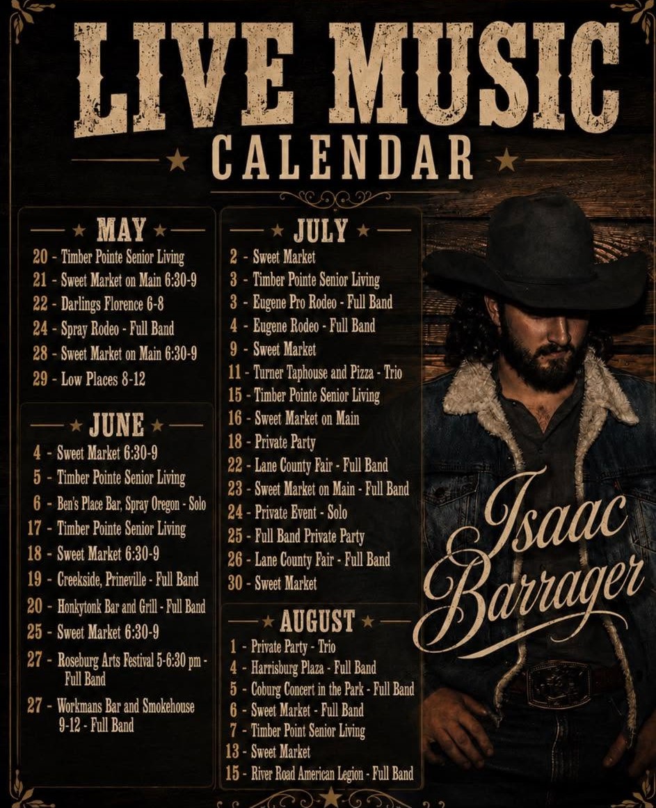 Live Music Calendar — Isaac Barrager